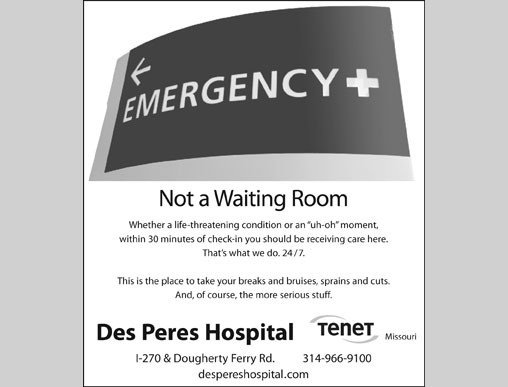 small space ad for Des Peres hospital
